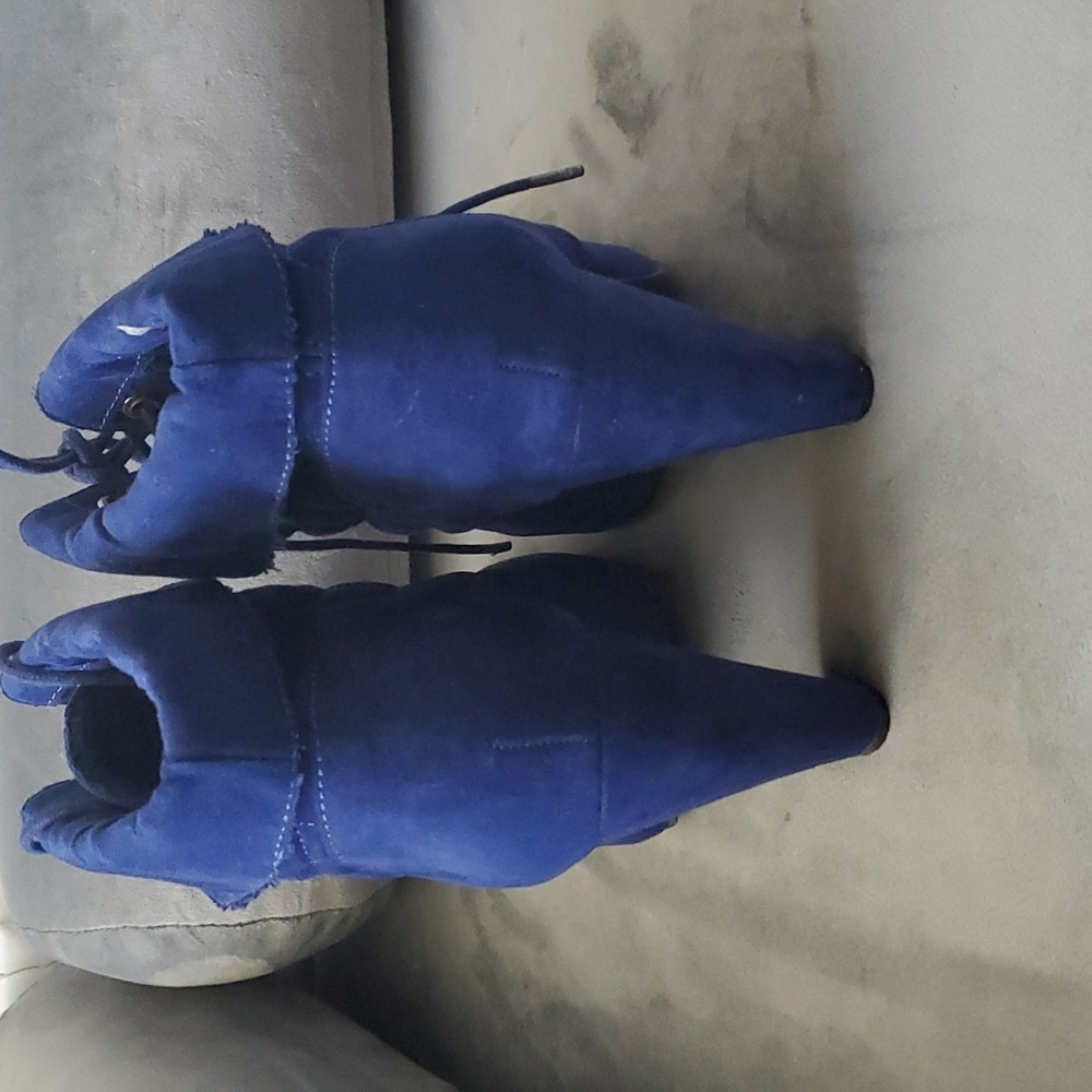 Royal Blue Velvet Booties - Picture 3 of 5